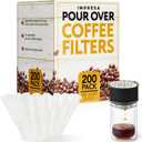IMPRESA Disposable Flat-Bottom Coffee Filters - Even Extraction for Pour Over Coffee Maker - Collapse-Resistant High-Wall Design - Mess-Free Pour Over Brewing - 200 Count, White