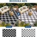 Garvee Waterproof Outdoor Rug 6x9, Checkered Foldable Plastic Straw Patio Camping Rug, Outdoor RV Carpet for Deck Camper Porch Balcony Backyard Picnic Beach Black and White