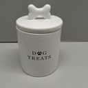 Barnyard Designs Large Dog Treat Container Airtight with Lid, Cute Rustic Ceramic Dog Treat Storage Jar for Kitchen Counter (White)