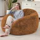 Bean Bag Cover (No Filler), Soft Faux Fur Stuffed Animal Bean Bag Storage, Fluffy Plush Bean Bag Chair Cover Washable, Comfy Bean Bag Covers for Adults Kids Teens, 38"x40" Brown