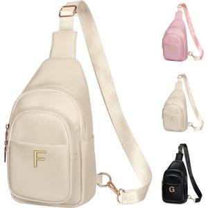 Mothers Day Gifts, Initial Crossbody Sling Bag, Graduation Gift for Her, Gifts for Women Mom Teen Girls (Beige)