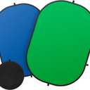 3x5ft/100x150cm Green Screen Backdrop for Photography, Double Sided Green Screen and Blue Screen, 2 in 1 Collapsible and Reversible Background for Photography, YouTube Videos,and Live Streaming