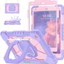 Auizotl Case for iPad 9th/8th/7th Generation 10.2 Inch iPad Case 9th Generation with Screen Protector/Rotate Stand/Pen Holder,Military Grade Shockproof i Pad 9th/8th/7th Gen Cases,Purple Rose