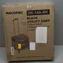 Folding Utility Cart Portable Rolling Crate Handcart Shopping Trolley Collapsible Tool Box, with Lid, Basket on 4 Rotate Wheels, for Grocery, Office, Luggage, Teacher (Black)