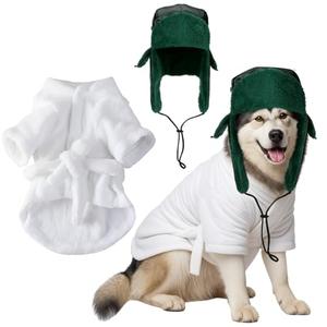 SilTriangle 2 Pcs Christmas Cousin Dog Costume Bathrobe with Hat Super Absorbent Quick Drying Towel Wrap Dog Pajama Cozy Drying Coat for After Bath Suitable for Dogs Weighing (L)