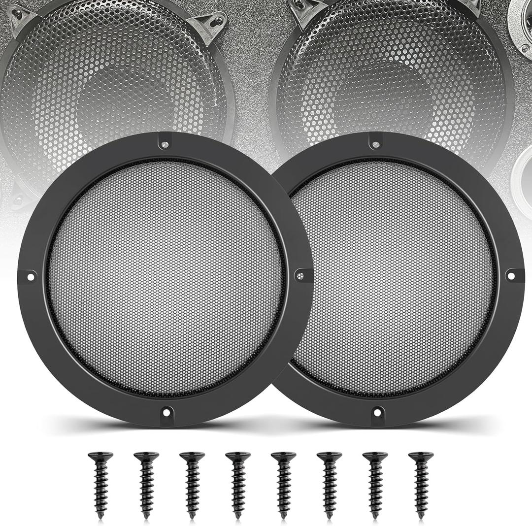 NuIth 6.5 Inch Metal Mesh Round Speaker Grill Cover, Universal Radio Speaker Grills Decorative for Car Speaker Mounting Home Audio DIY, Mesh Subwoofer Grill Horn Guard Protective Case W/ 8PCS Screws