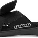 LazyStep Women's Lightweight Adjustable Cross Sandals Slide Slippers with Orthotic Arch Support(2024, Size 8, Matte Black)