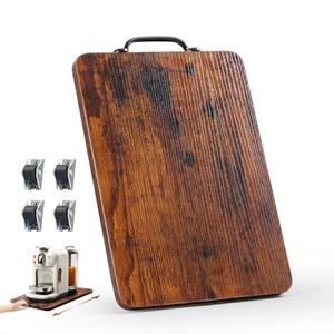 Appliance Slider, Sliding Tray for Coffee Maker, Coffee Pot Slider for Countertop, Kitchen Appliance Rolling Tray with Rubber Wheels (Rustic Brown, Medium - Long (9.5” X 13”))