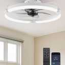 Ensenior Ceiling Fans with Lights and Remote, 20" Low Profile Ceiling Fan Flush Mount, APP Control, 6 Speed, 3CCT, Quiet Reversible DC Motor, Dimmable Modern Ceiling Fan with Light for Bedroom, White