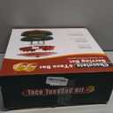 Taco Tuesday Kit, Taco Bar Serving Set for a Party with 3-Temp Control, 33oz Heated Pot, 6 Removable Trays & 4 Taco Holders, Lazy Susan Taco Bar for Burritos, Nachos, and Fajitas, Christmas Gift