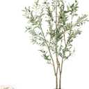 Artificial Fake Olive Tree 5FT Tall 1Pack with White Planter Faux Silk Olive Tree for Home Living Room Office Decor Faux Artificial Plants Indoor with Fruit & Free Moss
