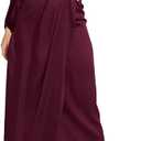 Women's Elegant Empire Waist Long Sleeve Satin Maxi Dress (Small, Burgundy)