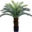 Bellacat 4ft UV Resistant Faux Sago Palm Tree with Natural & Lifelike Bark, 48in Super Full Artificial Cycad Tree with Realistic Leaves, for Home Office Patio Porch Front Door Decor.