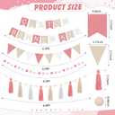 SmoothNovelty 139 Pcs Felt DIY Custom Banner Kit Include 104 Letters 18 Swallowtail Flags 15 Pennants 2 Pcs Pom Pom Garland Tassel Pompom Decoration for Home Baby Shower Birthday(Baby Pink)