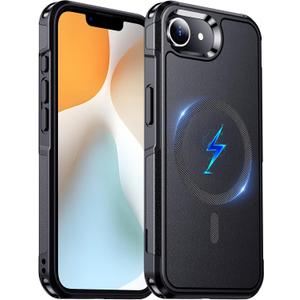 Temdan Designed for iPhone 16E Case Magnetic,[Compatible with Magsafe][Military Grade Drop Protection] Dropproof Heavy Duty Tough Rugged Shockproof Phone Case for iPhone 16E (6.1")-Black