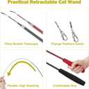 MeoHui Cat Toys for Indoor Cats, Interactive Cat Toy 2PCS Retractable Wand Toy and 9PCS Cat Feather Toys Refills, Funny Kitten Toys Cat Fishing Pole Toy for Bored Indoor Cats Chase and Exercise