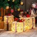 Set of 3 Christmas Lighted Gift Boxes, Indoor Present Box Holiday Decoration