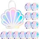 Locmeo 24 Pack Holographic Shell Gift Bags Mermaid Party Favor Bags with Iridescent Shell Cards for Mermaid Themed Supplies Ocean Under the Sea Party Favors