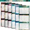 6 x Calendar 2026-2027 - 3 Month Wall Calendar Vertical Display (Folded in a Month), April 2026 - July 2027, 11" x 26", 3 Month Calendar, 2026-2027 Wall Calendar with Thick Paper, To-do & Notes - Green