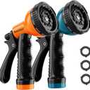 2 x Garden Hose Nozzle Sprayer: 2 Pack 10 Watering Patterns Spray Nozzles Heavy Duty Hose Head Hose Attachment (BlueOrange)