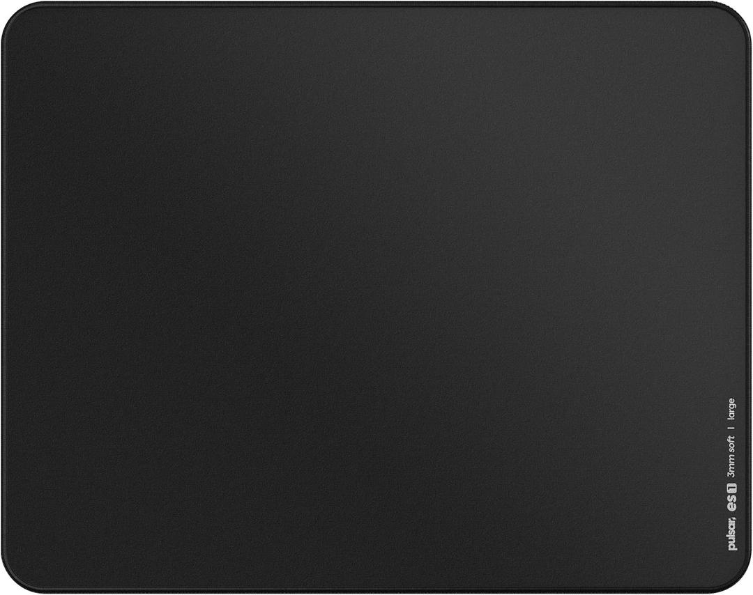Pulsar - eS1 Esports Professional Level Gaming Mouse Pad 3mm Thickness Anti-Slip Base Anti-Fray Precision Stitching Medium to high Glide Speed 16.5in x 13in (Black, Large)