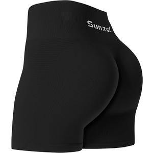 Sunzel Butt Scrunch Seamless Shorts, Womens 5 Inch Workout Shorts High Waist Stretch Booty Short for Gym/Yoga/Running/Biking L