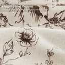 Farmhouse Floral Linen Shower Curtain, Vintage Brown Pattern Rustic Shower Curtains for Bathroom, Tan Taupe, 72x84