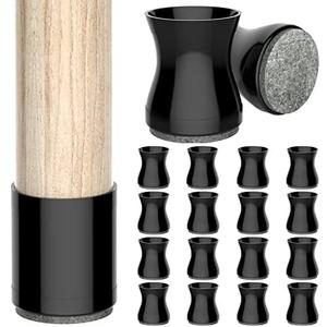 12 Pcs Chair Leg Floor Protectors with Felt Pads, Silicone Chair Leg Covers,Protect Floors!（Fit:1.575" - 2" Black）