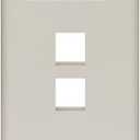 2 x Leviton QuickPort Wallplate with ID Window, Single Gang, 2-Port, 42080-2TS, Light Almond