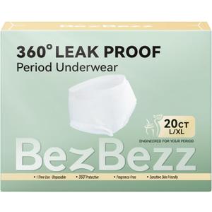 Disposable Period Underwear for Women Plus Size L/XL, 360 Leak Proof Period Panties for Heavy Flow, Overnight Postpartum and Incontinence Pads, Odor Control, Breathable, Unscented, 20 Count