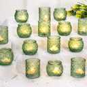 Votive Candle Holders Set of 48- Round Glass Candle Holder Bulk for Wedding Home Decoration, Tea Lights Holders for Wedding Shower, Party Gift(Green)