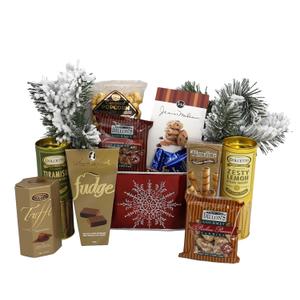 Gift Basket Village Christmas Elegance Gift Basket: Gourmet Wafers, Fudge, Popcorn, Pecan Candies, Cookies & Chocolates, Perfect Holiday Treat, 11x4x9, 2.19 lbs, Expiration Date:

07/17/2025
