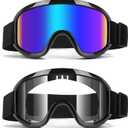 Motorcycle Goggles for Dirt Bike, ATV Motocross, Riding, Ski Helmet - UV400 Dustproof Windproof (Clear+blue)