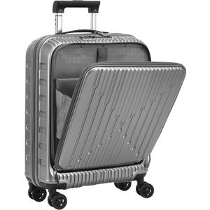20 Inch Carry On Suitcase with Front Pocket for 15.6" Laptop, 40 * 20 * 55cm, 37L, Ligthweight ABS+PC Hardshell Cabin Luggage, Gray