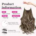 KooKaStyle Invisible Wire Hair Extensions Long Wavy Layered Synthetic with Transparent Headband Adjustable Size 6 Secure Clips Hairpieces for Women (20 Inch, Medium Brown Mix Ash Blonde)
