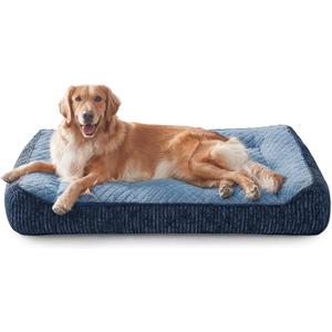 JOEJOY XL Orthopedic Dog Bed for Large Dogs Up to 80lbs - Extra Thick Foam Pet Bed Sofa with Bolster Sides, Large Sized Dog Bed with Removable Washable Cover, Non-Slip Bottom, Blue (42"x30")