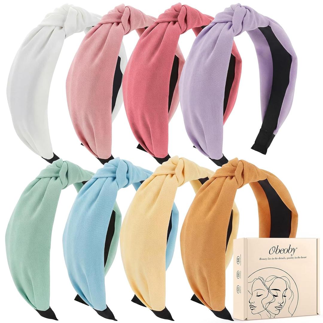 obeoby 8Pcs Girls Headbands, Knotted Headbands for Teen Girls Outdoor Outfit Light Multicolor Series Summer Hairband Mothers Day Gifts for Daughter Hair Accessories Trendy Stuff