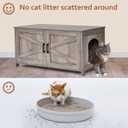 Homhedy 39.4" L Cat Litter Box Enclosure, Pet House with Barn Door, Wooden Cat Washroom Furniture, Fit Most of Litter Box, Greige