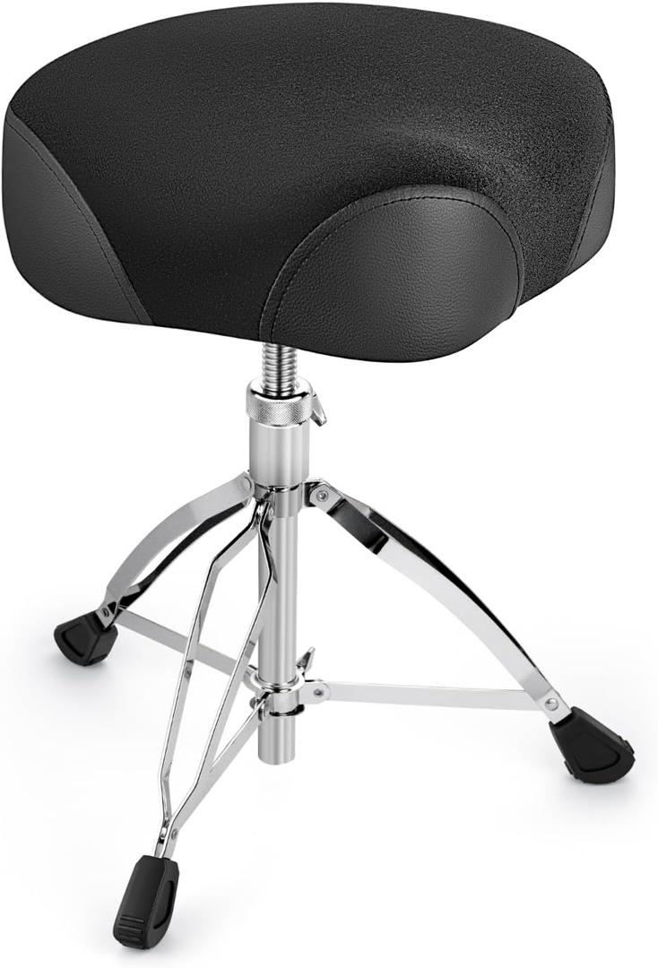 SONICAKE Saddle Drum Throne, Drum Stool for Adults and Drummers (Black)