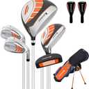 6 Pieces Kids Golf Club Set, Junior Golf Club Set Ages 4-12 Includes Stand Bag, 1# Drive, 5# Hybrid, 6/7#, 9/P# Irons and Putter, Right Hand for Boys Girls,Orange,6-10 Ages