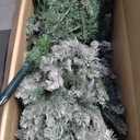 7.5 FT Pre-lit Snow Flocked Christmas Tree, Artificial Spruce Christmas Tree 1100 PVC Branch Tips 350 Warm White Lights, Easy Assembly with Metal Stand and Hinged Branches Decoration