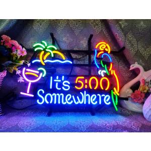 It's 5:00 Somewhere Neon Sign-1713 for Home Bedroom Garage Decor Wall Light, Striking Neon Sign for Bar Pub Hotel Man Cave Recreational Game Room