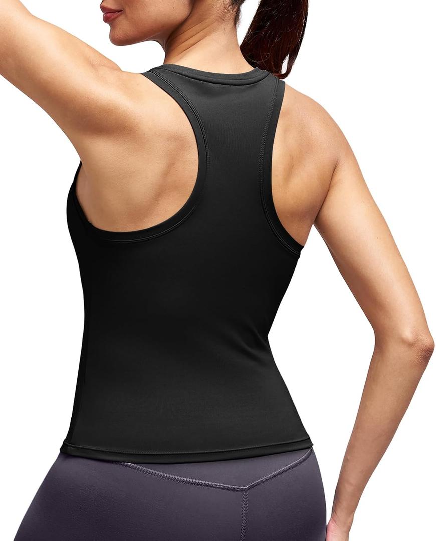 Alaroo Workout Tops for Women Sleeveless Racerback Tank Tops (Black, XL)