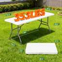 FDW | 6FT Folding Table | White | Portable Plastic Table, 6 FT 70"x28"