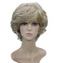 Wiginway Short Layered Shaggy Wavy Wigs Full Synthetic Capless Wigs White Women Blonde with Highlights (#L16-613)