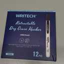 WRITECH Retractable Dry Erase Markers: Fine Point Clickable Black Colored Ink Marker Low Odor Erasable Thin Tip Refillable Whiteboard Marker Pen Set 12ct No Bleed Smear