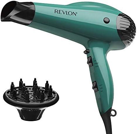 REVLON Volume Booster Hair Dryer with Diffuser | Voluminous Lift and Body | 1875W Blow Dryer with Ionic Technology for Salon Styled Finish with Less Frizz (Green)