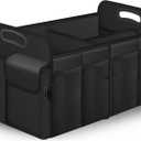 Femuar Car Trunk Organizer, Trunk Storage Organizer with 72L Large Capacity Waterproof Collapsible and 11 Pockets, Trunk Organizer for Suv/Jeep/Sedan, Large Size, Black