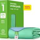 IMPROVIA Washable Underpads, 34" x 52" (1 Pack) - Heavy Absorbency Reusable Incontinence Pads for Kids, Adults, Elderly, and Pets - Waterproof Protective Pad for Bed, Couch, Sofa, Furniture, Floor (1 Pack - 34x52)