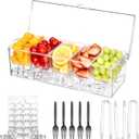 Laojbaba Chilled Condiment Server Clear Icy Condiment Bar Condiment Tray ice Party Serving bar with Lid Bar Garnish Holder on ice 5 Removable Compartments